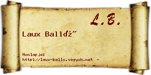 Laux Balló névjegykártya